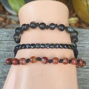 Urban Outfitter Three (3) Beaded/Rhinestone Black & Orange Bracelets NWT